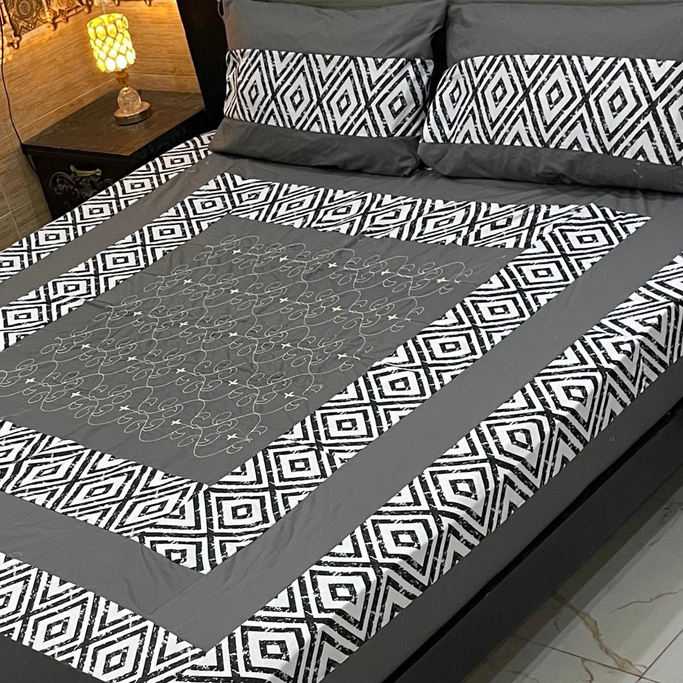 Luxury Patchwork Emb Bedsheet 3 Pc's