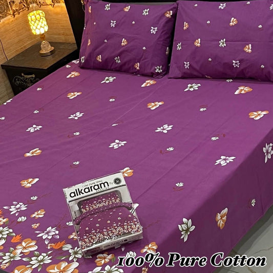 Pure Cotton Export Quality Bedsheet 3 Pc's