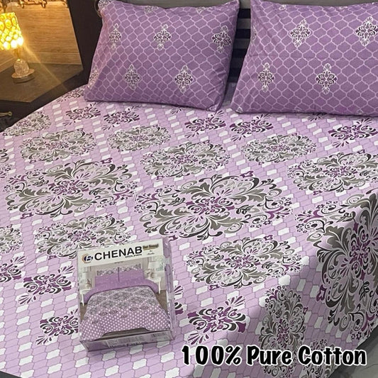 Pure Cotton Export Quality Bedsheet 3 Pc's